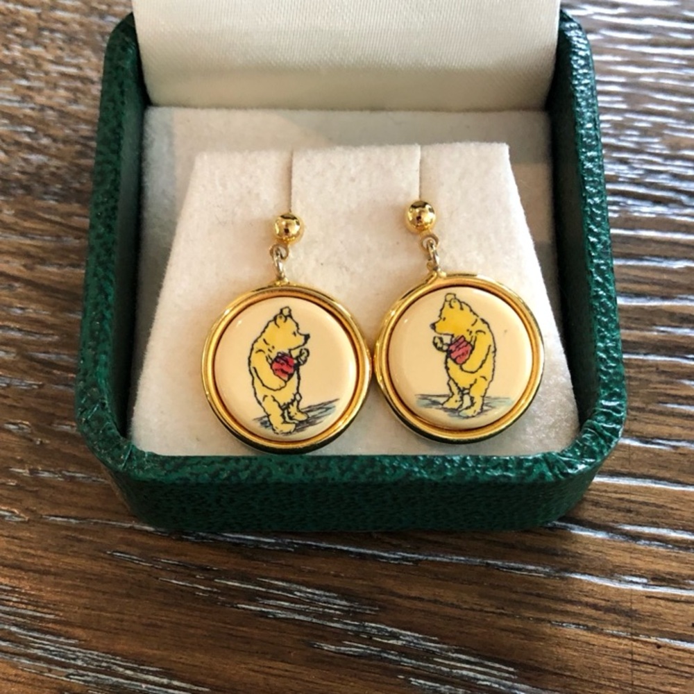 Vintage Classic Winnie the Pooh Gold Earrings